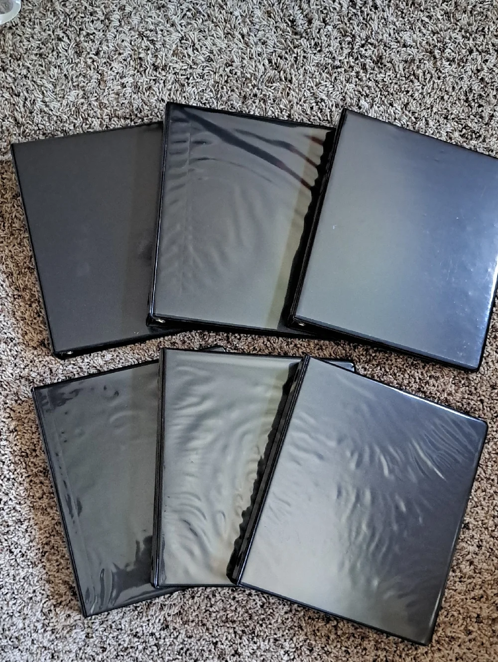 4/$15 🌻 Set of 6 Black Plastic 3-Ring Hard Cover Binders